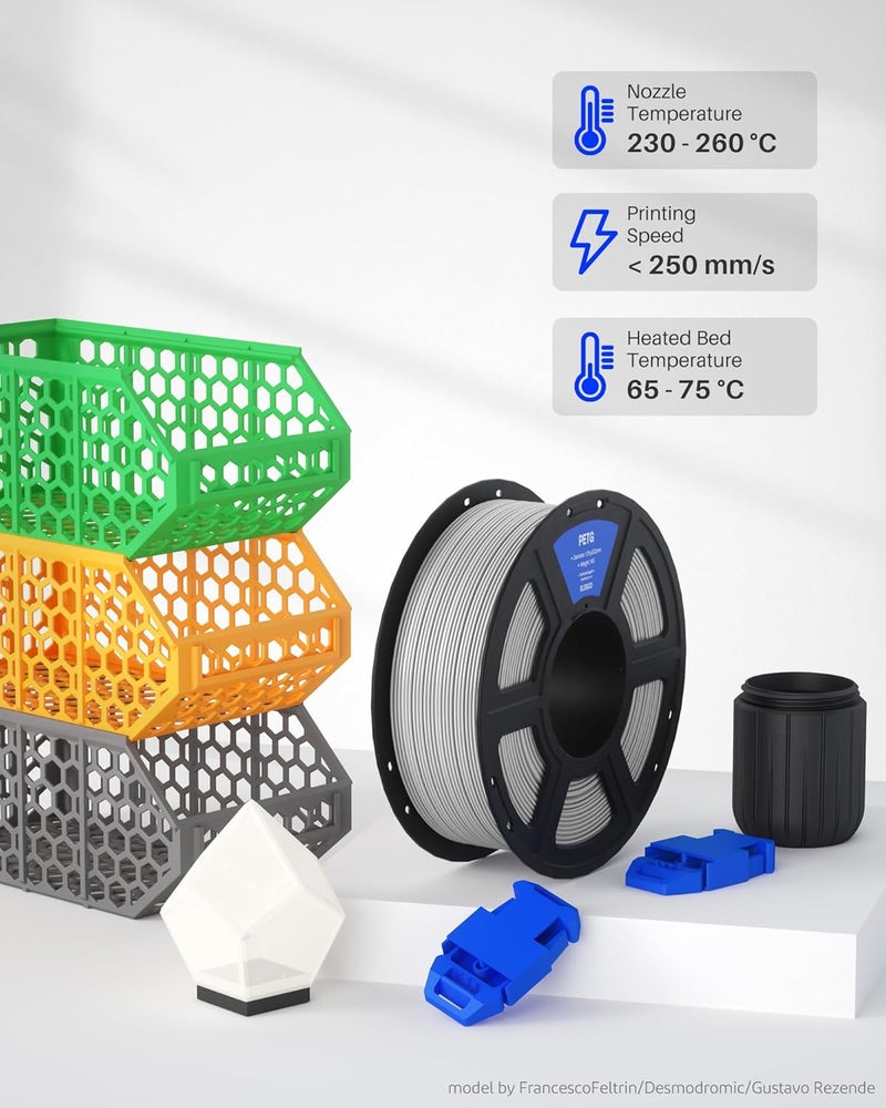 ELEGOO خيوط PETG 1.75 مم بني وبيج 2 كجم، خيوط طابعة ثلاثية الأبعاد بدقة أبعاد +/- 0.02 مم، 2 قطعة بكرة 1 كجم (2.2 رطل) تناسب معظم طابعات FDM ثلاثية الأبعاد - Image 5